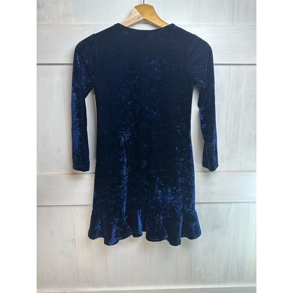 Thalia Sodi Girls Blue Velvet Party Dress Size 10-12 with Satin Bow Good Condit - Picture 3 of 5